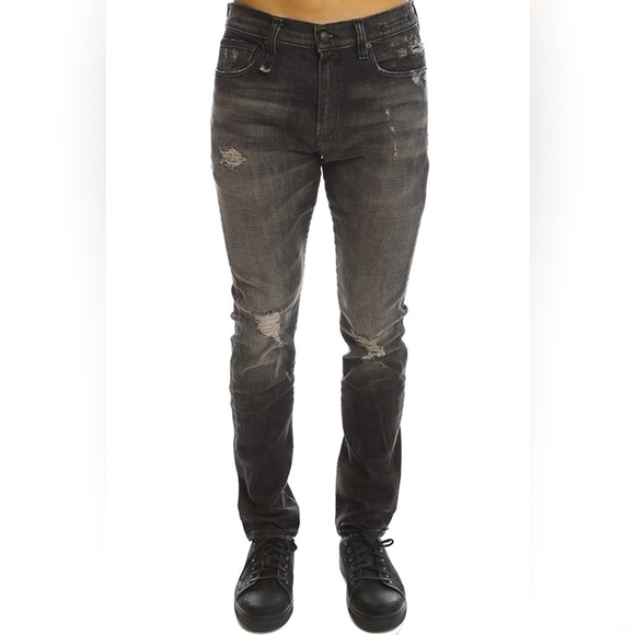 NWT R13 Skate Distressed Jeans Shredded Black 24 - Picture 1 of 13